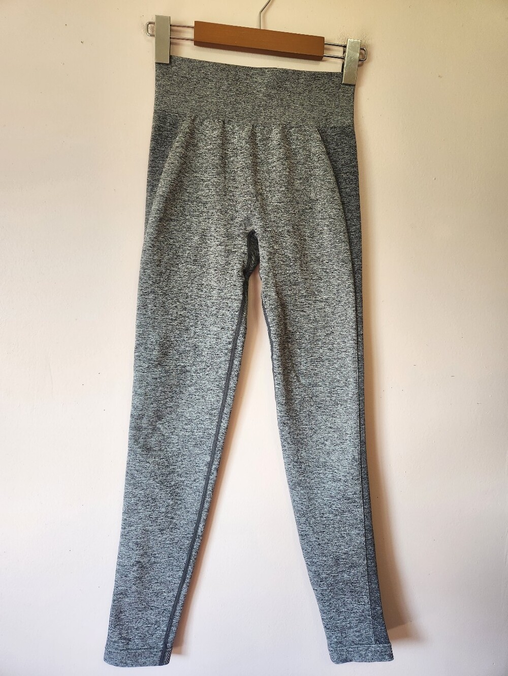 Gymshark Grey Marl Flex Seamless High Waisted Contouring Leggings Pink Logo
